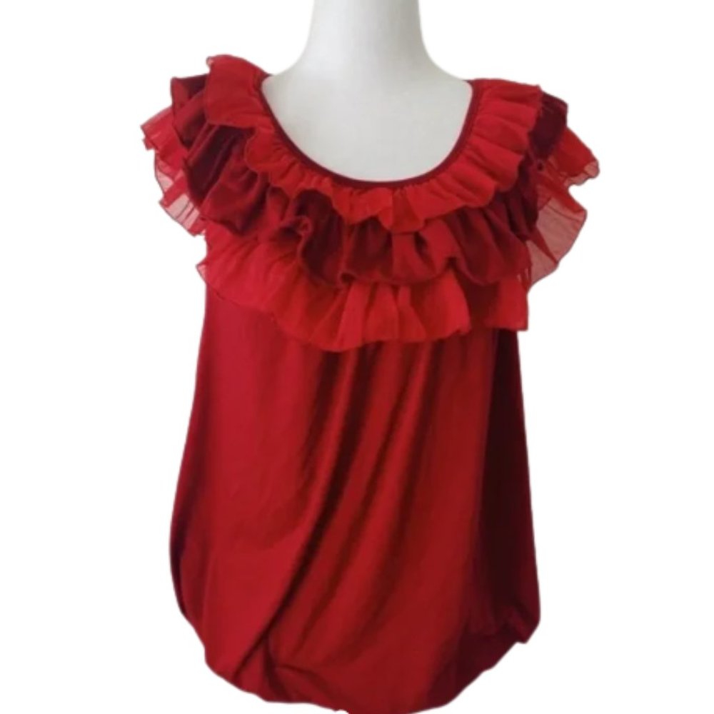 Frilly Red Party Top Size Small